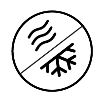 Icon depicting both a wavy line for heat and a snowflake for cold, separated by a diagonal line.